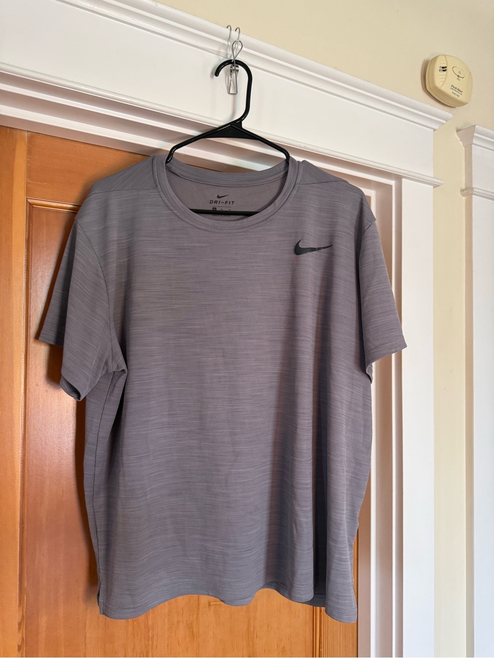Nike Short Sleeve Gray Performance Tee with Black Swoosh